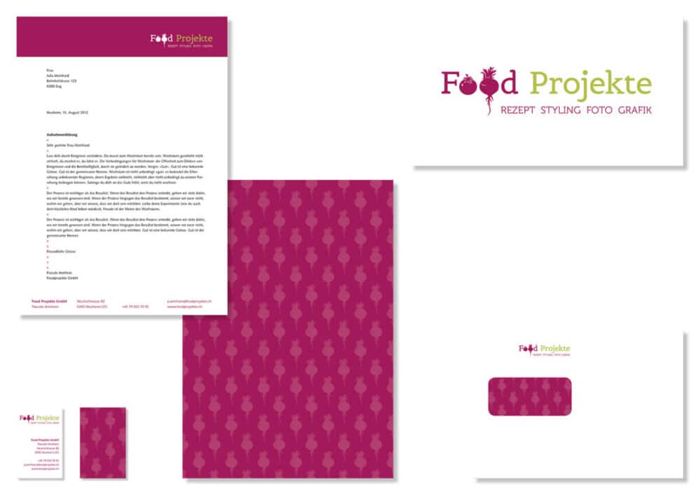 Food Projekte Geschaeftspapiere